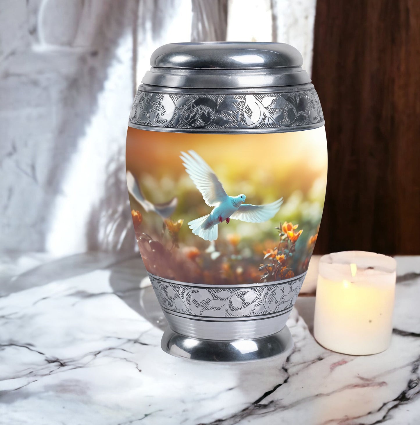 Classic Dove Urn for Human Cremation Ashes.