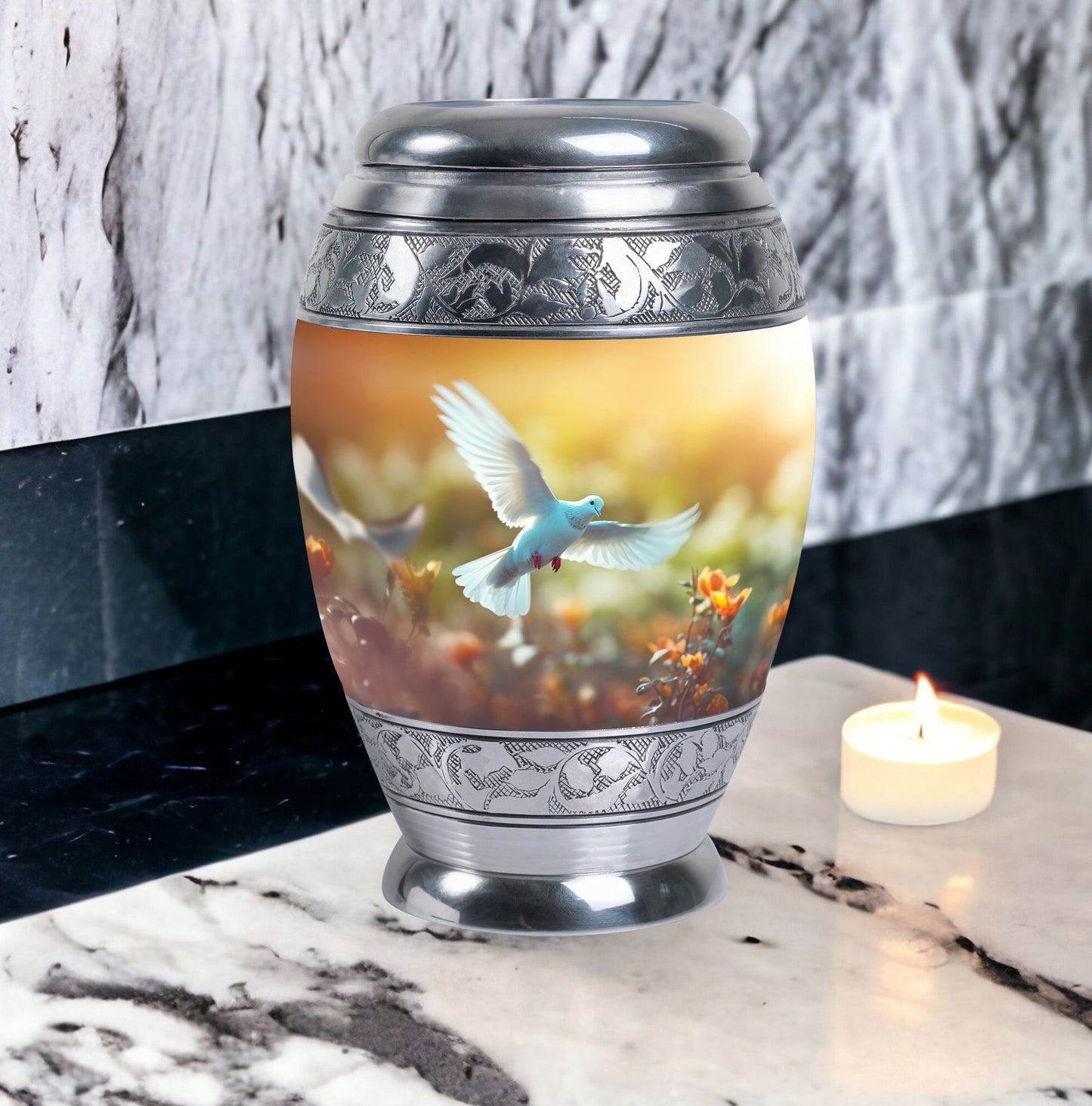Classic Dove Urn for Human Cremation Ashes.