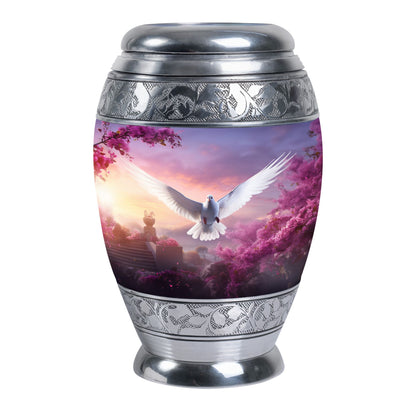 Dove Cremation Urn, Classic Aluminium Urn for Human Ashes.