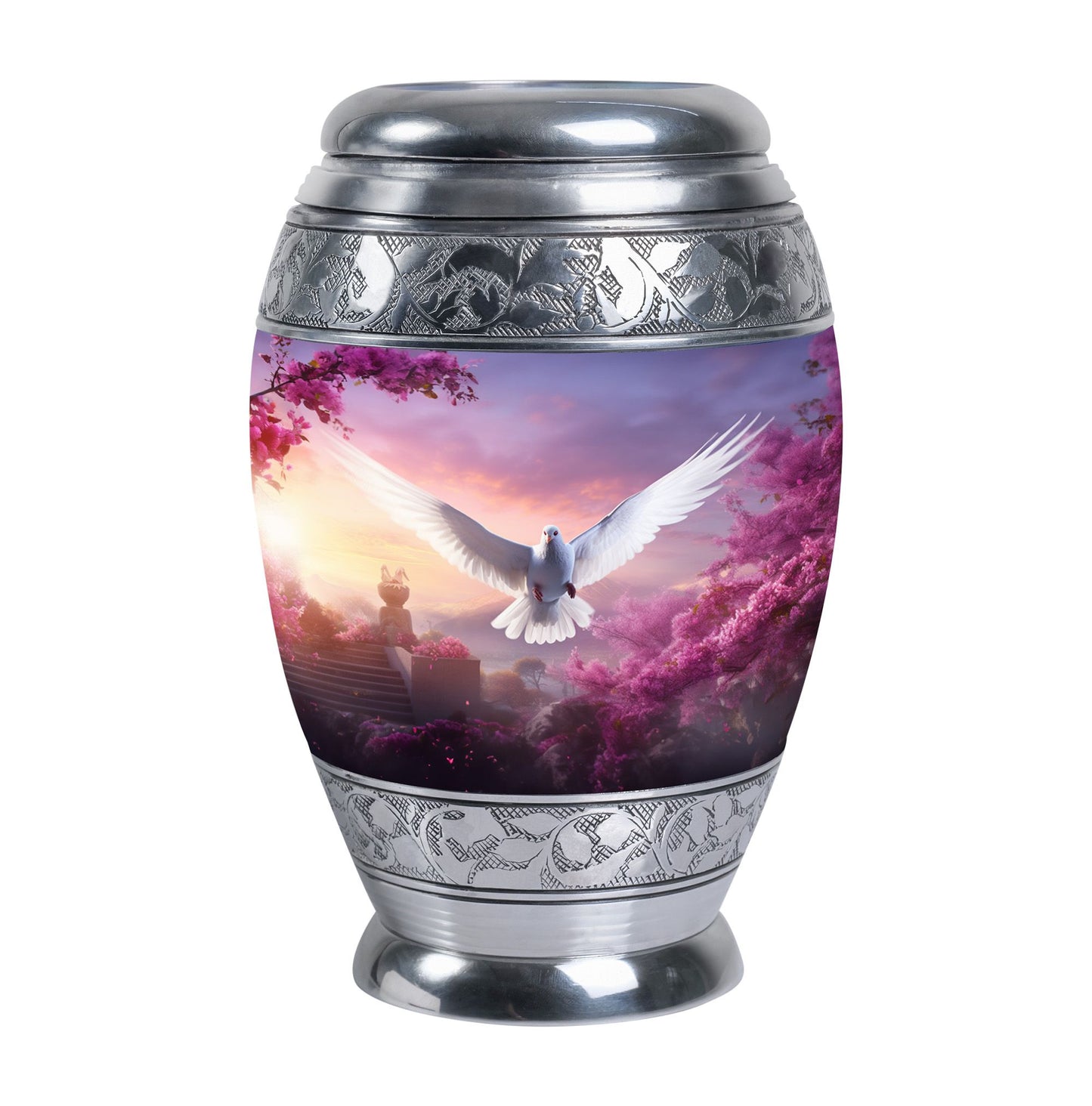 Dove Cremation Urn, Classic Aluminium Urn for Human Ashes.