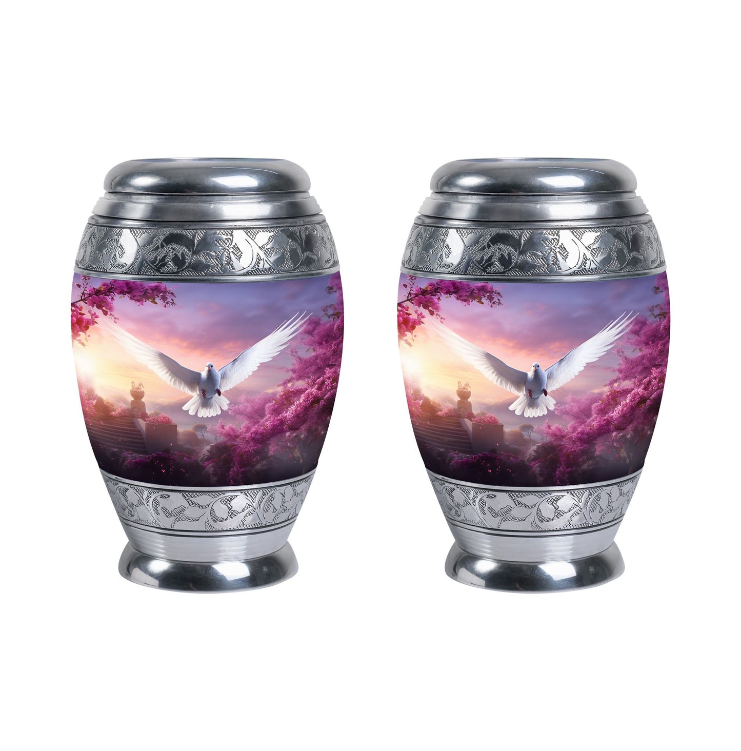Dove Cremation Urn, Classic Aluminium Urn for Human Ashes.