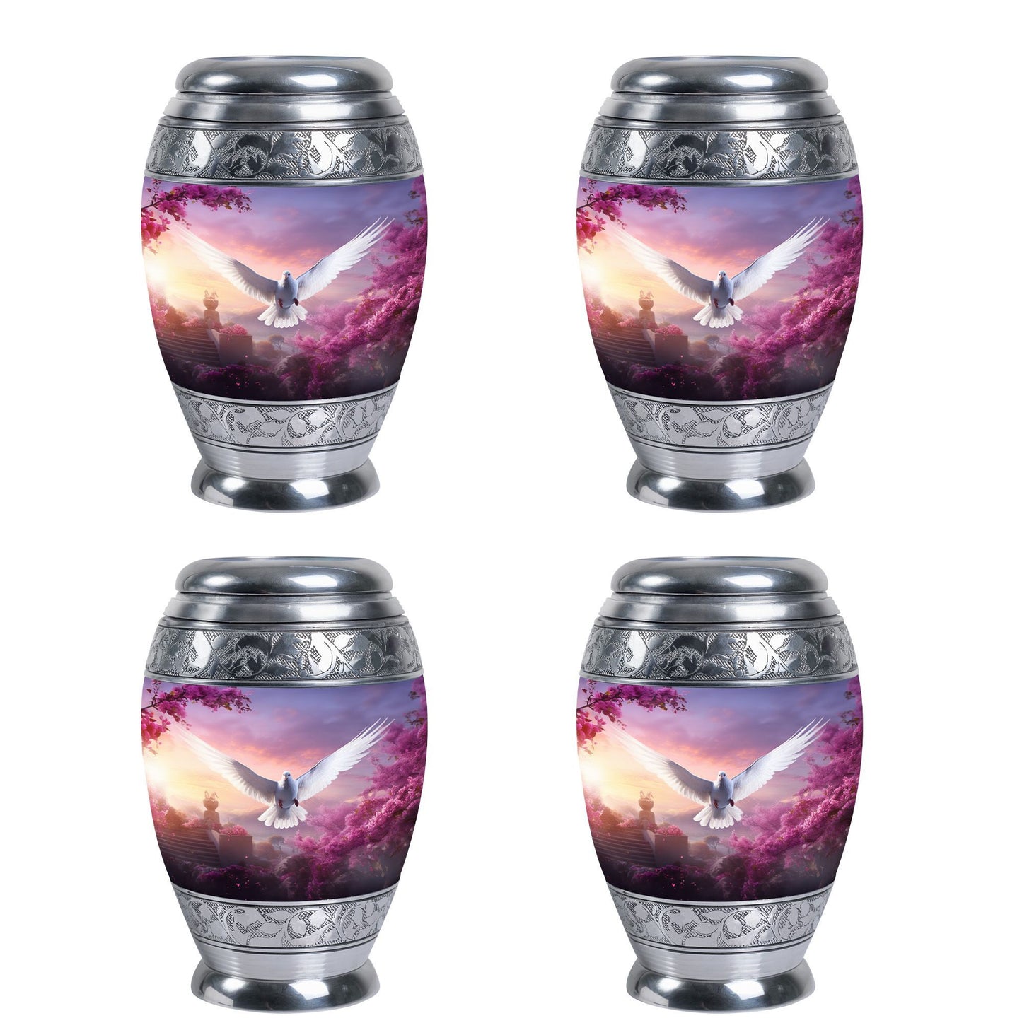 Dove Cremation Urn, Classic Aluminium Urn for Human Ashes.