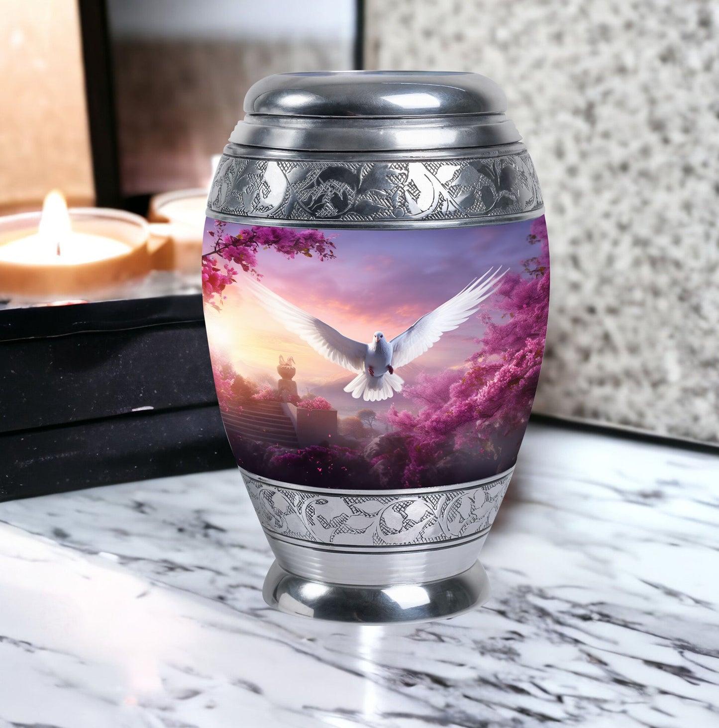 Dove Cremation Urn, Classic Aluminium Urn for Human Ashes.
