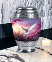 Dove Cremation Urn, Classic Aluminium Urn for Human Ashes.