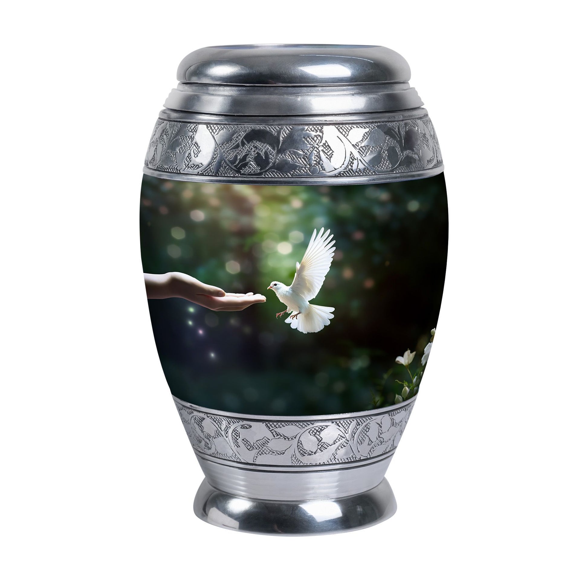 Classic Dove Memorial Urn, Large Aluminium Cremation Urn