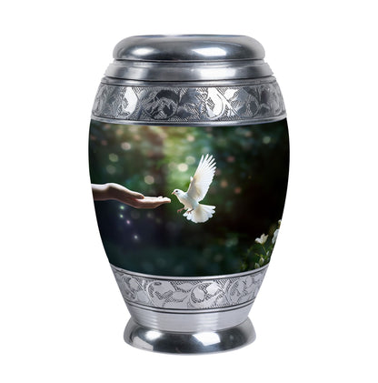 Classic Dove Memorial Urn, Large Aluminium Cremation Urn