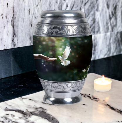 Classic Dove Memorial Urn, Large Aluminium Cremation Urn