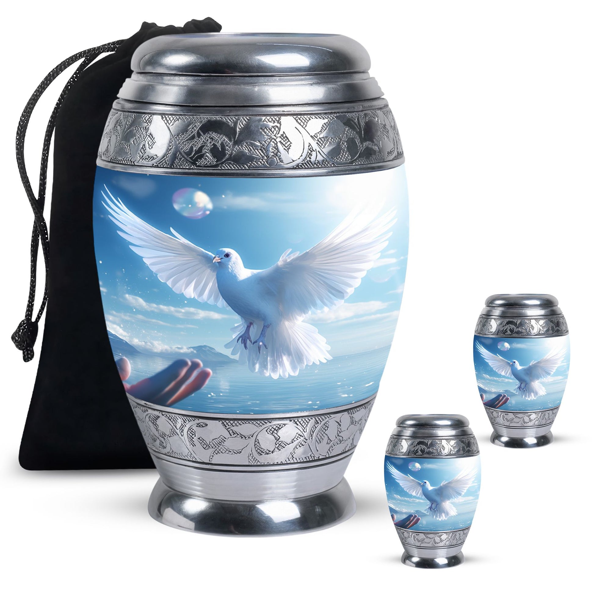 Dove Embrace: Eternity Memorial Urn for Human Ashes