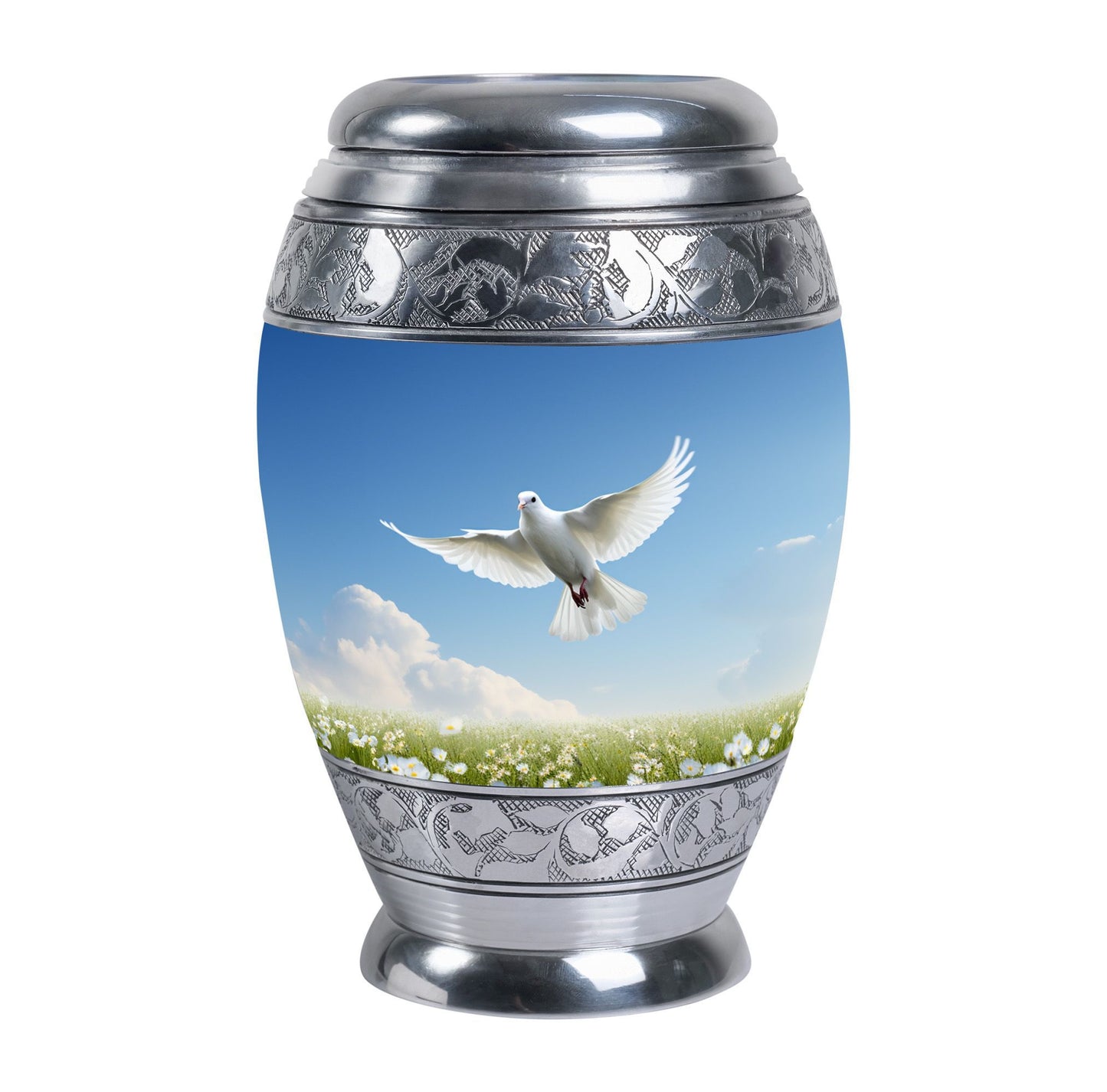 Classic Dove Urn for adults, comes with velvet pouch.