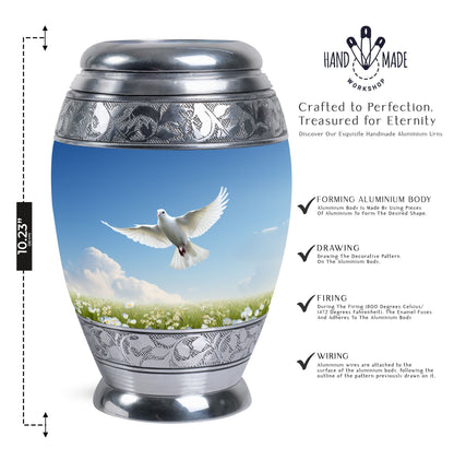 Classic Dove Urn for adults, comes with velvet pouch.