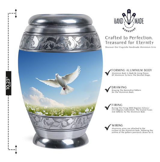 Classic Dove Urn for adults, comes with velvet pouch.