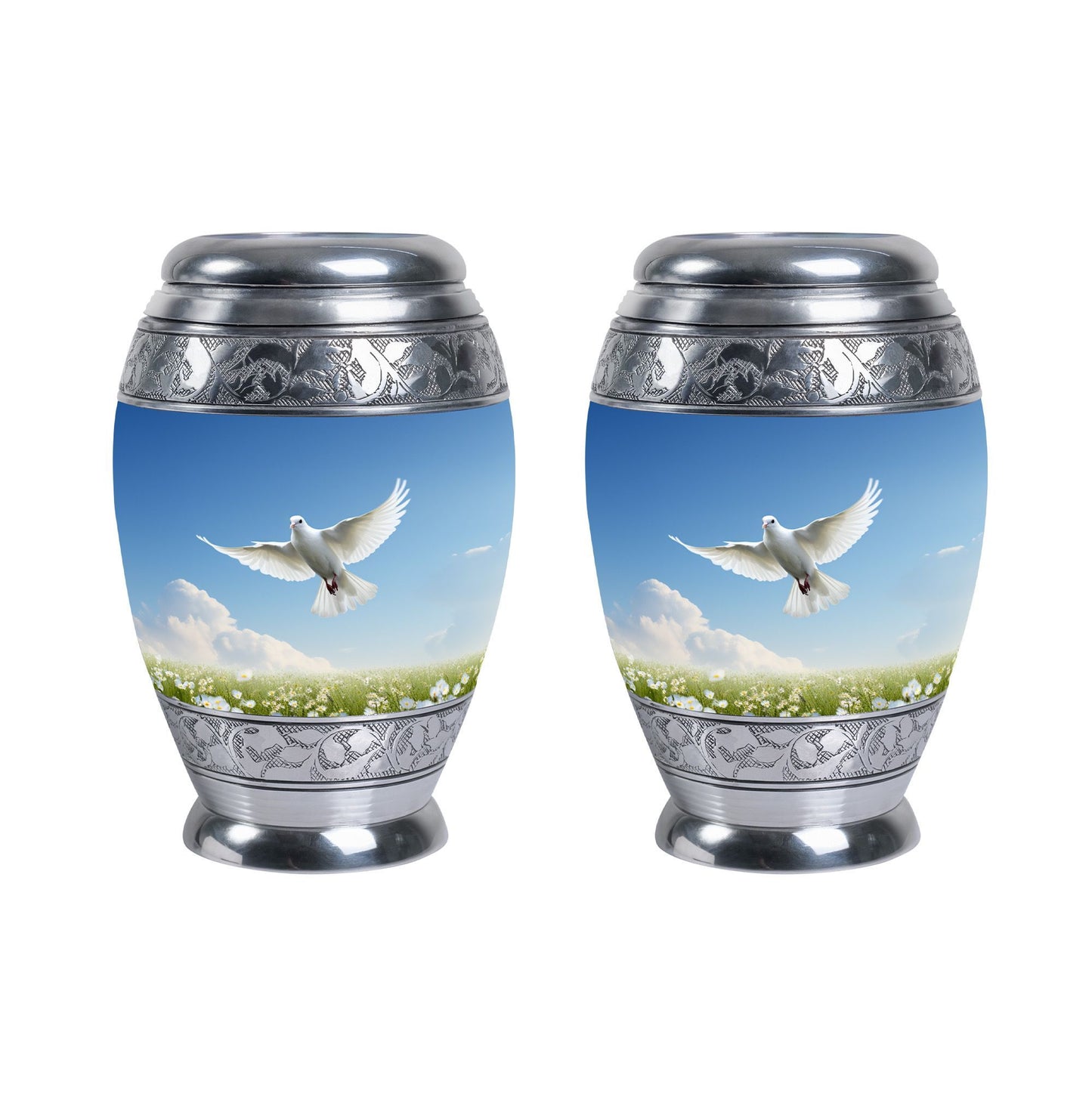 Classic Dove Urn for adults, comes with velvet pouch.