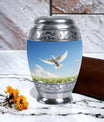 Classic Dove Urn for adults, comes with velvet pouch.