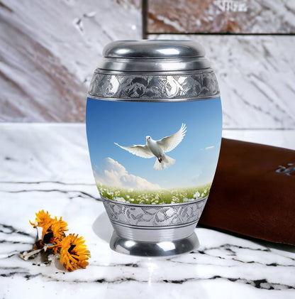 Classic Dove Urn for adults, comes with velvet pouch.