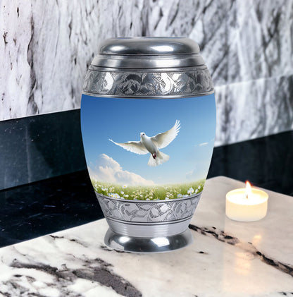 Classic Dove Urn for adults, comes with velvet pouch.