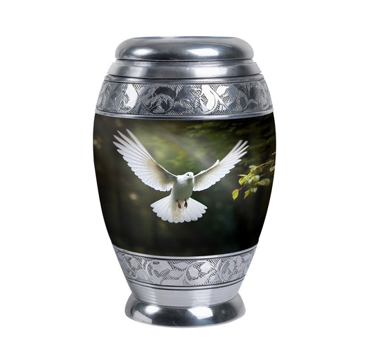 Classic Dove Urn, Large Aluminium Memorial Urn.