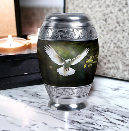 Classic Dove Urn, Large Aluminium Memorial Urn.