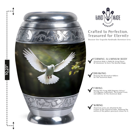 Classic Dove Urn, Large Aluminium Memorial Urn.