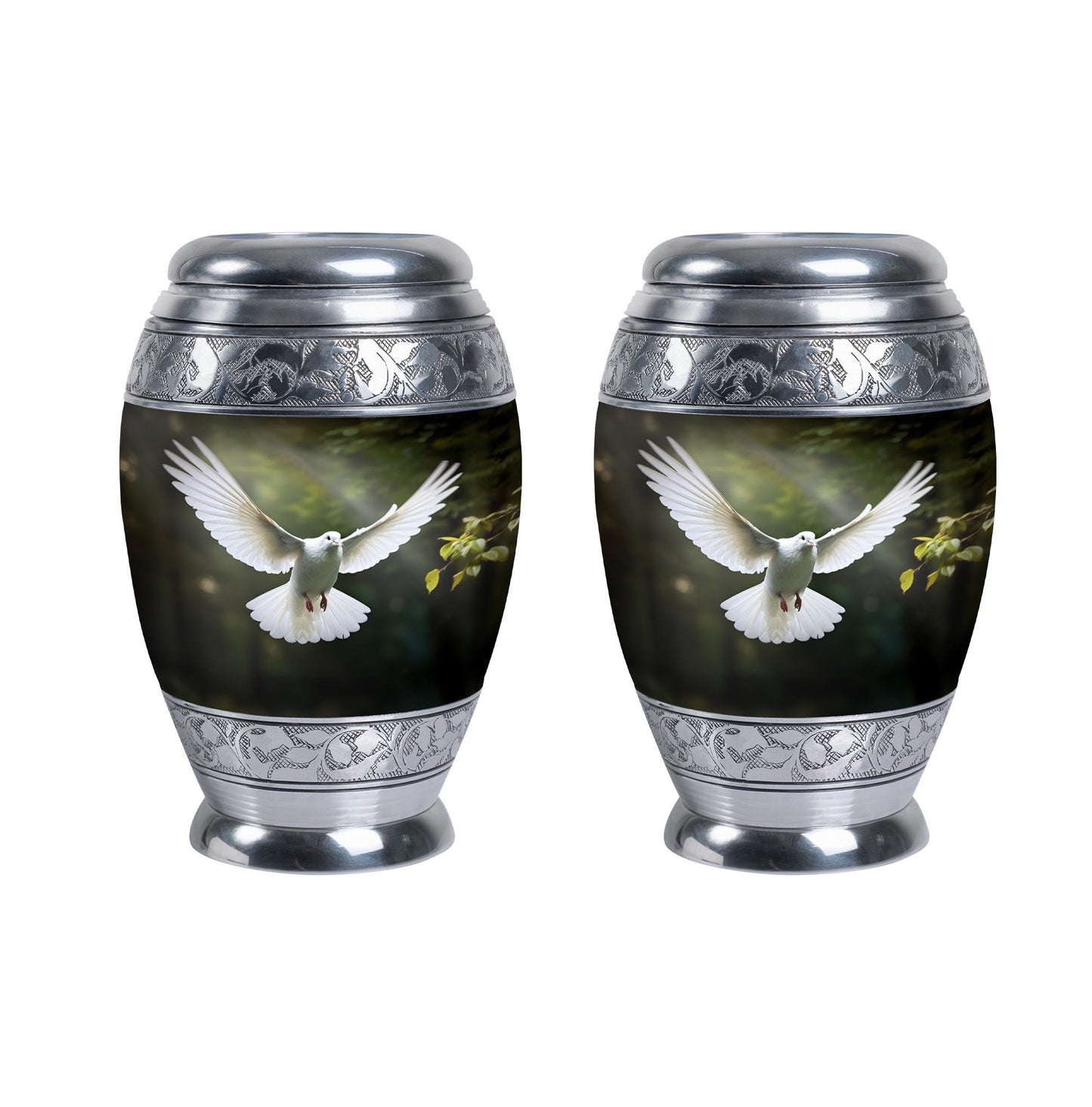 Classic Dove Urn, Large Aluminium Memorial Urn.