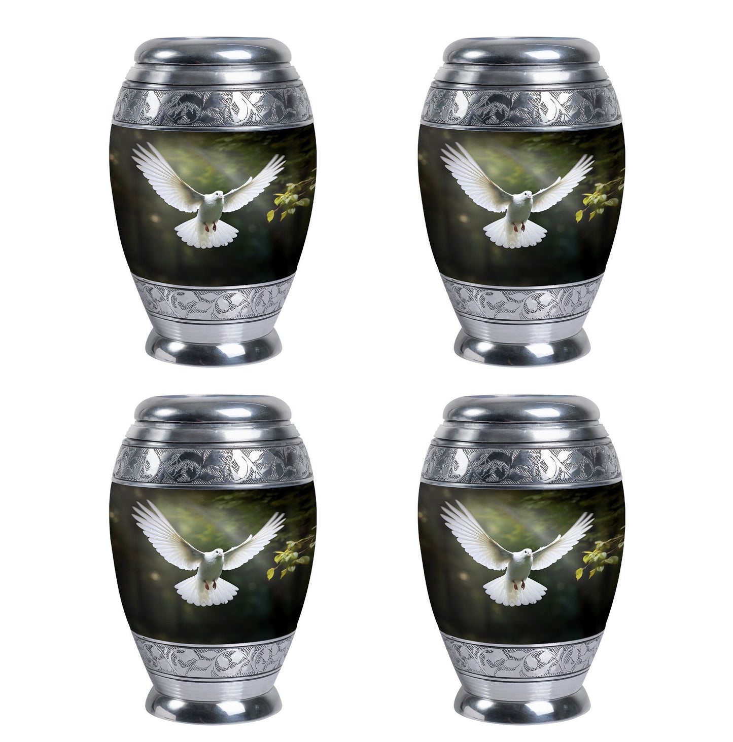 Classic Dove Urn, Large Aluminium Memorial Urn.
