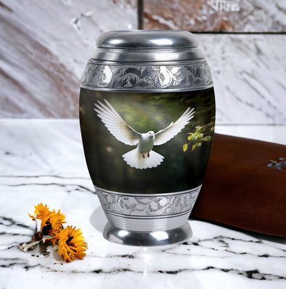 Classic Dove Urn, Large Aluminium Memorial Urn.
