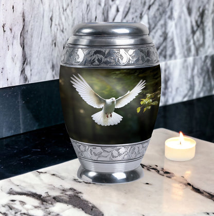 Classic Dove Urn, Large Aluminium Memorial Urn.
