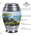 Dove Memorial Urn, 3-inch large aluminium classic urn.