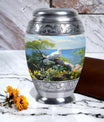 Dove Memorial Urn, 3-inch large aluminium classic urn.