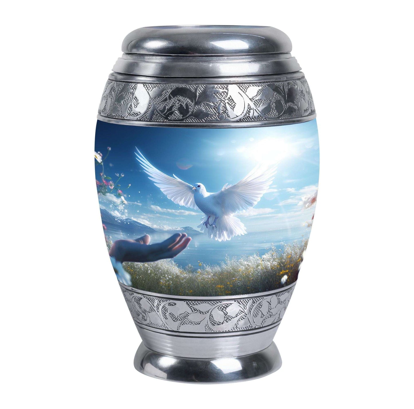 Classic Dove Urn for Ashes, Large Aluminium Personalized Urn