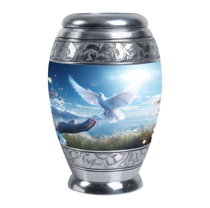 Classic Dove Urn for Ashes, Large Aluminium Personalized Urn