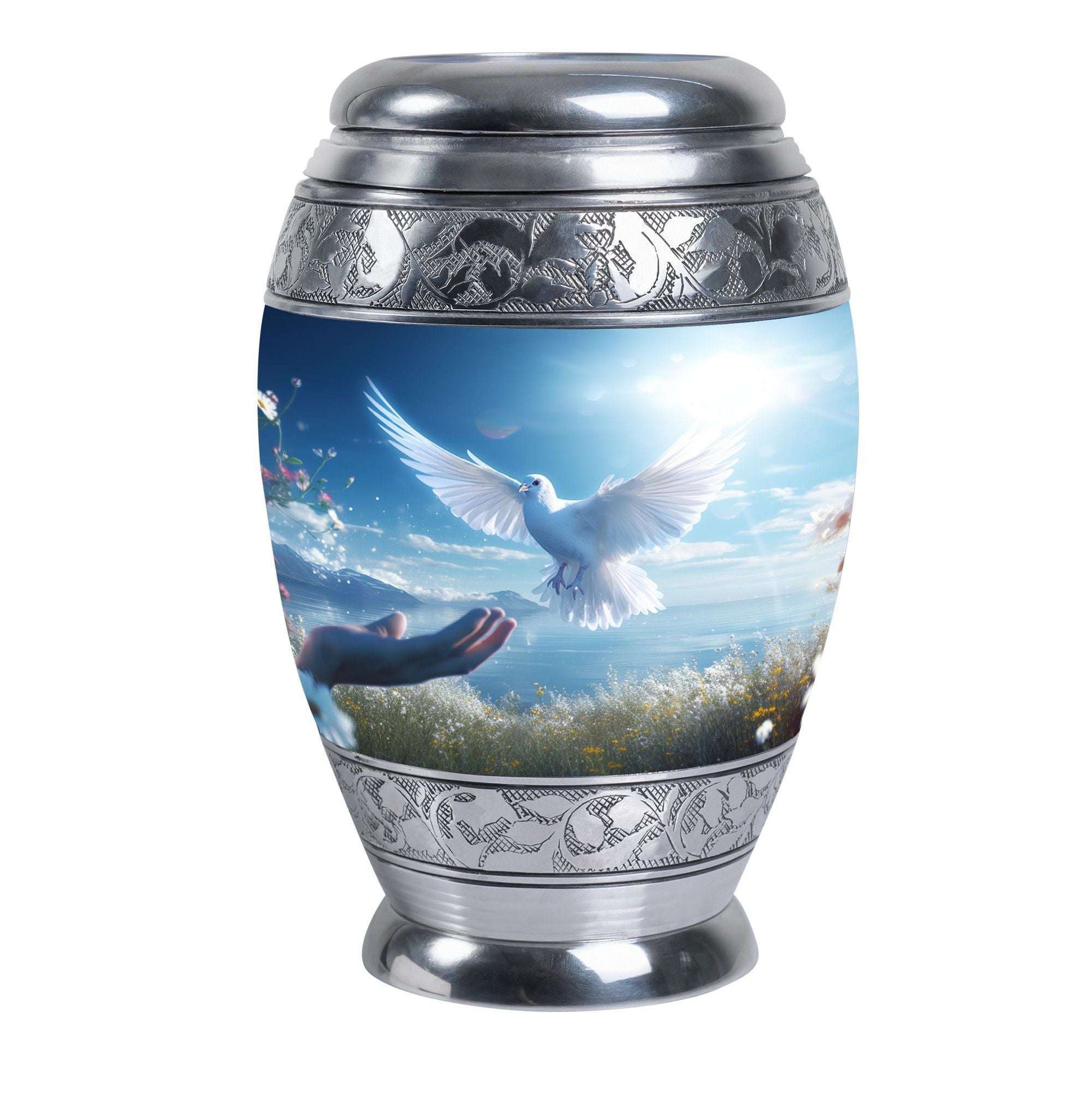Classic Dove Urn for Ashes, Large Aluminium Personalized Urn