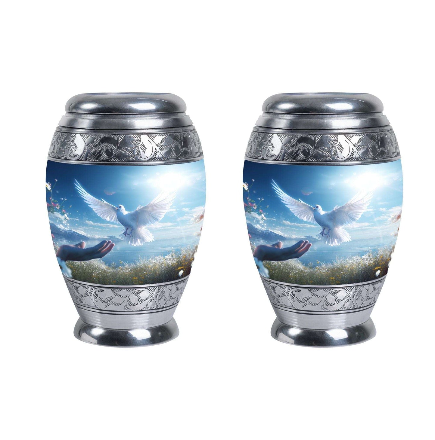 Classic Dove Urn for Ashes, Large Aluminium Personalized Urn