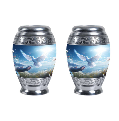 Classic Dove Urn for Ashes, Large Aluminium Personalized Urn