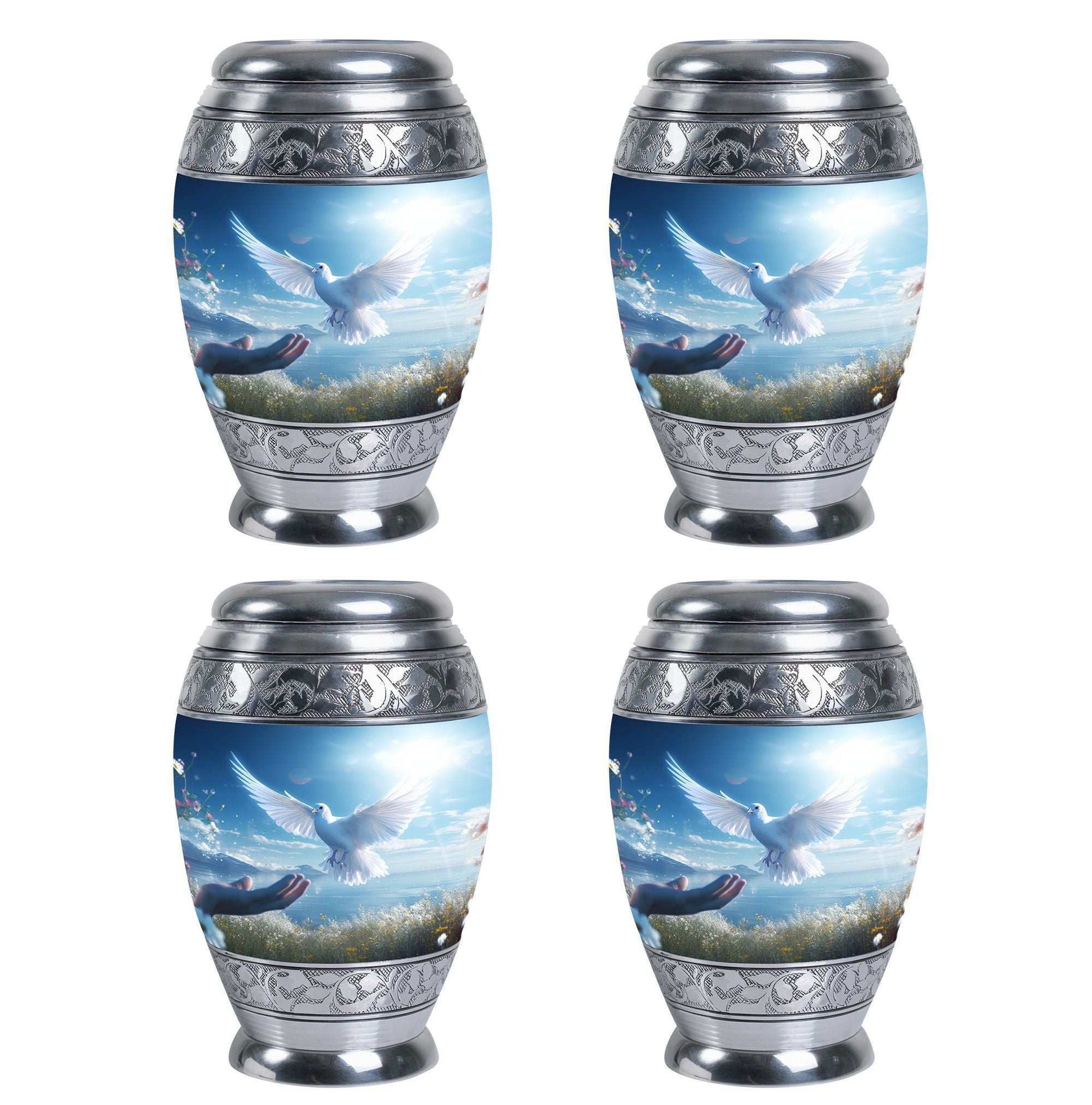 Classic Dove Urn for Ashes, Large Aluminium Personalized Urn