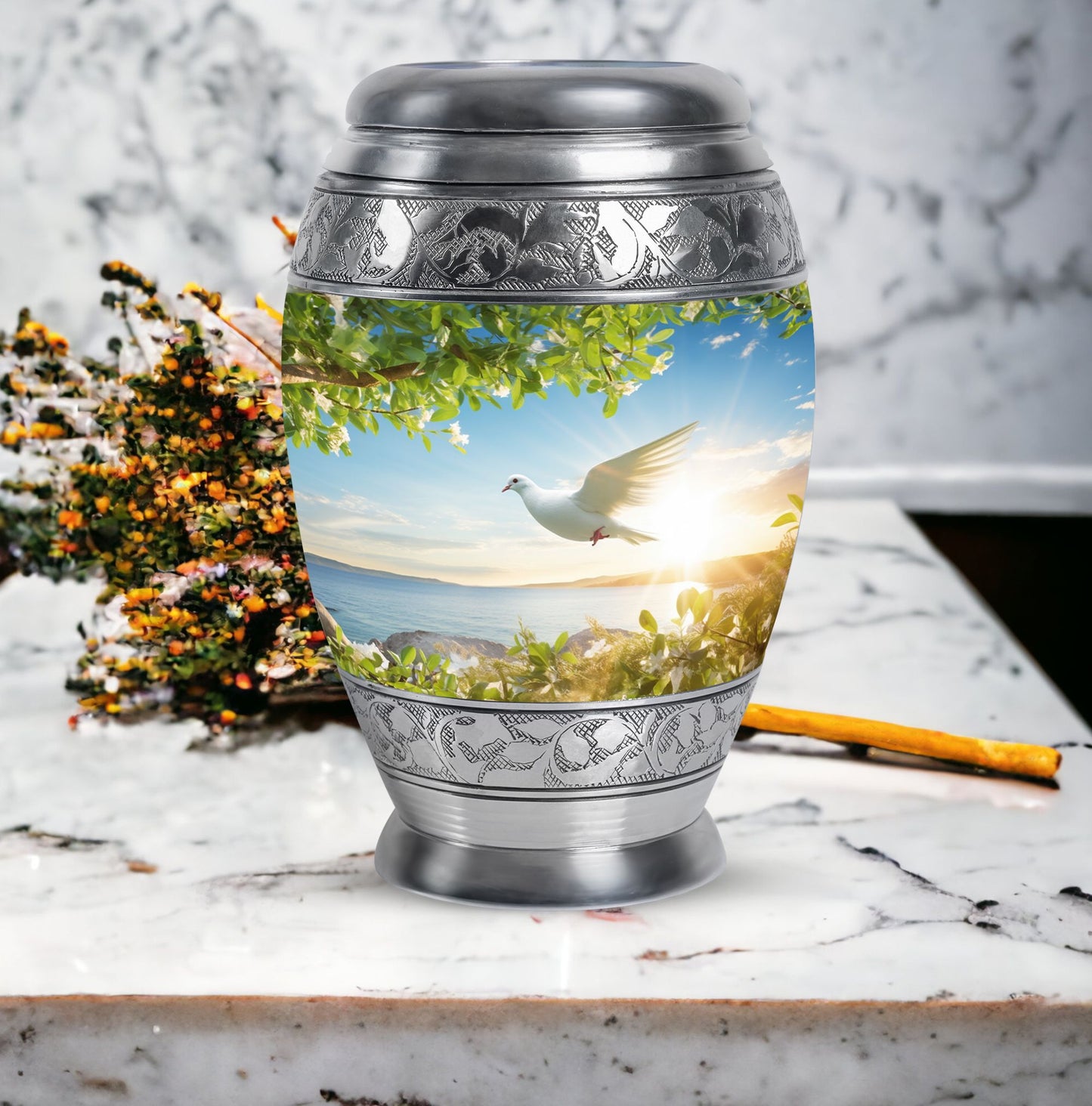 Classic Dove Urns for Ashes in Aluminium.