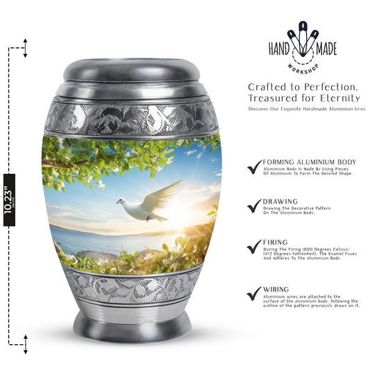 Classic Dove Urns for Ashes in Aluminium.