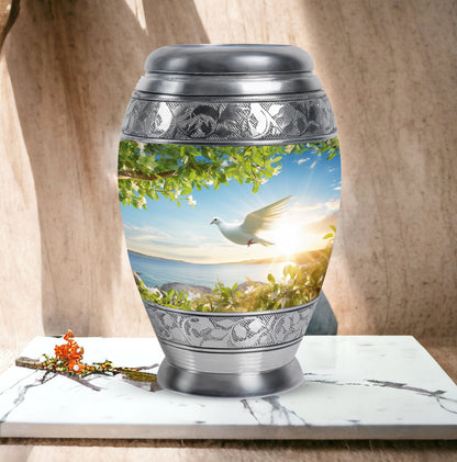 Classic Dove Urns for Ashes in Aluminium.
