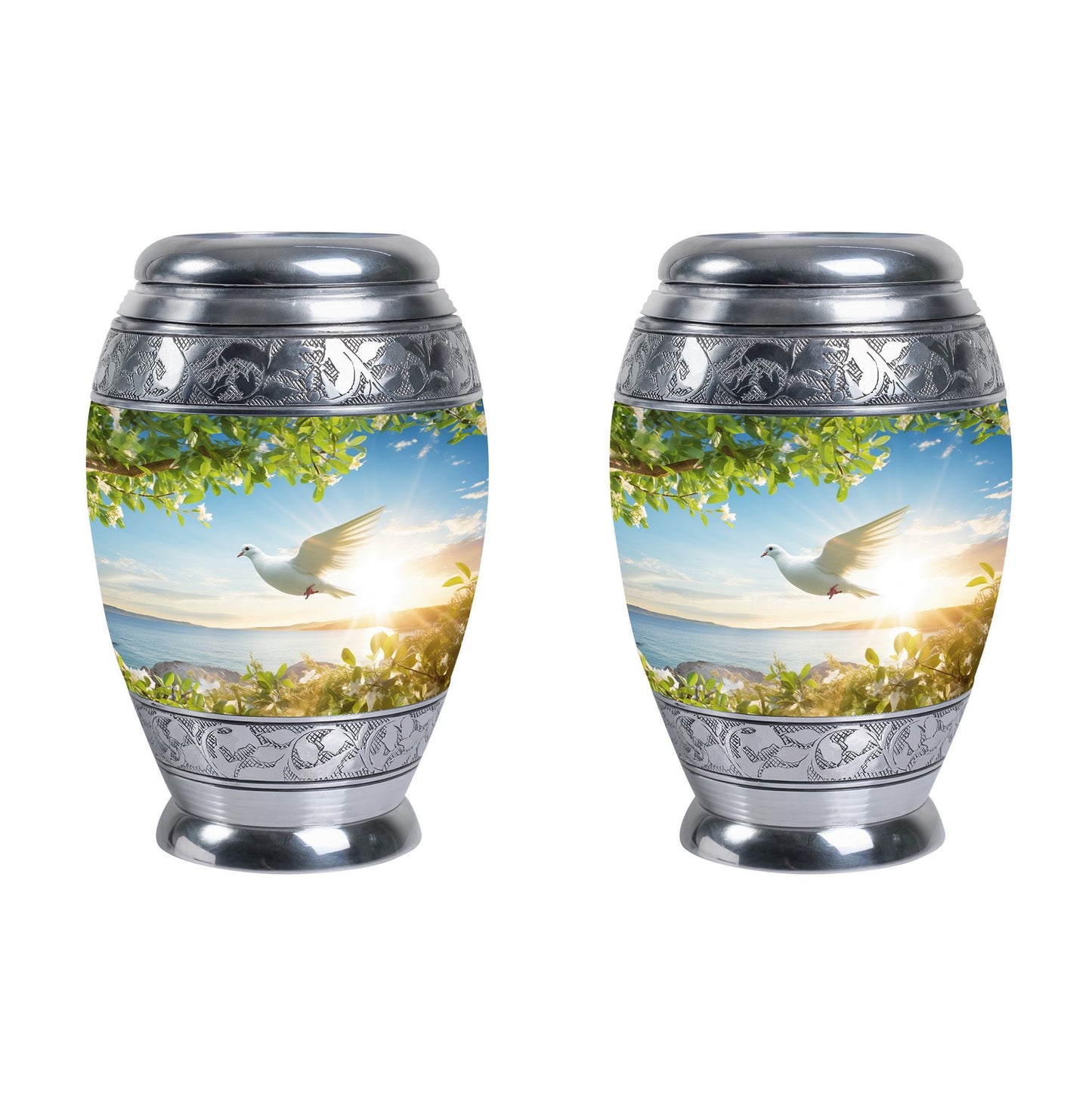 Classic Dove Urns for Ashes in Aluminium.