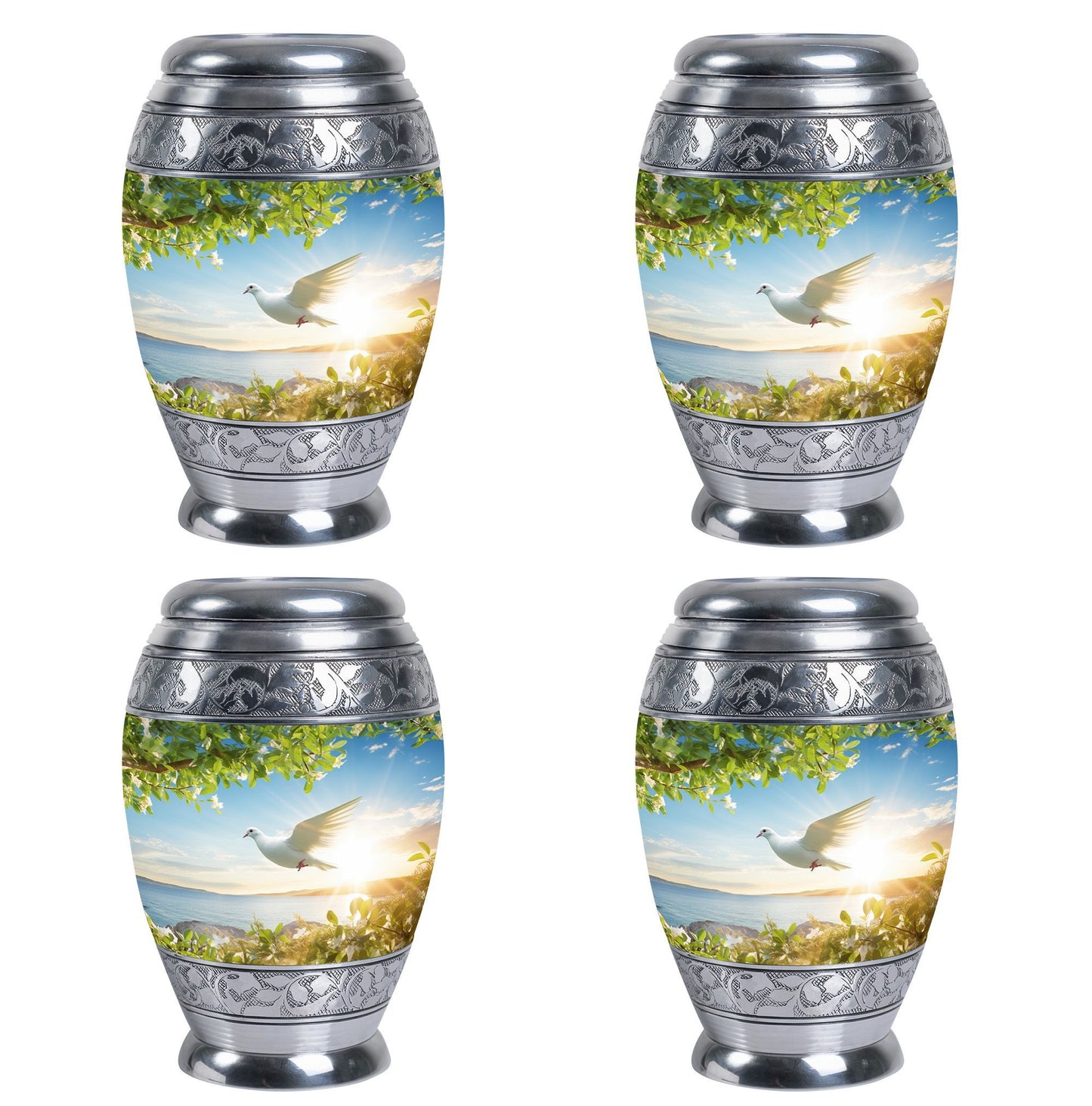 Classic Dove Urns for Ashes in Aluminium.