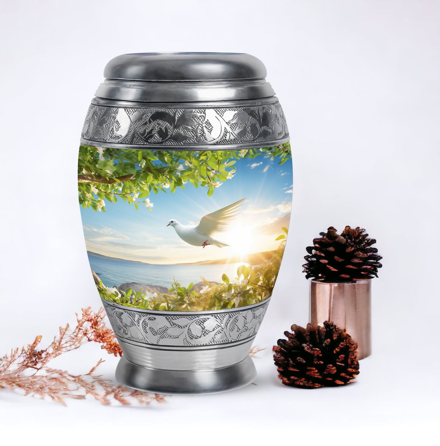 Classic Dove Urns for Ashes in Aluminium.
