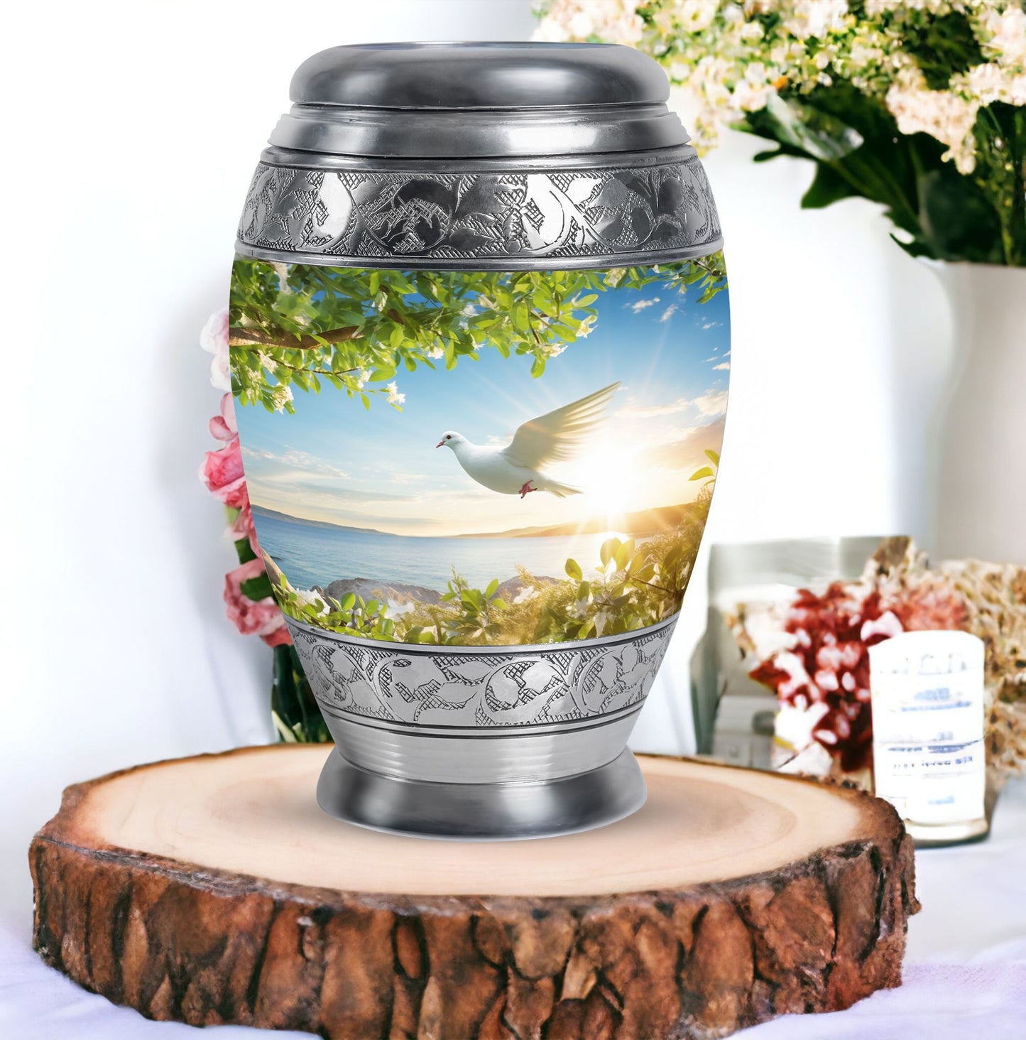 Classic Dove Urns for Ashes in Aluminium.