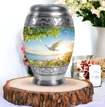 Classic Dove Urns for Ashes in Aluminium.