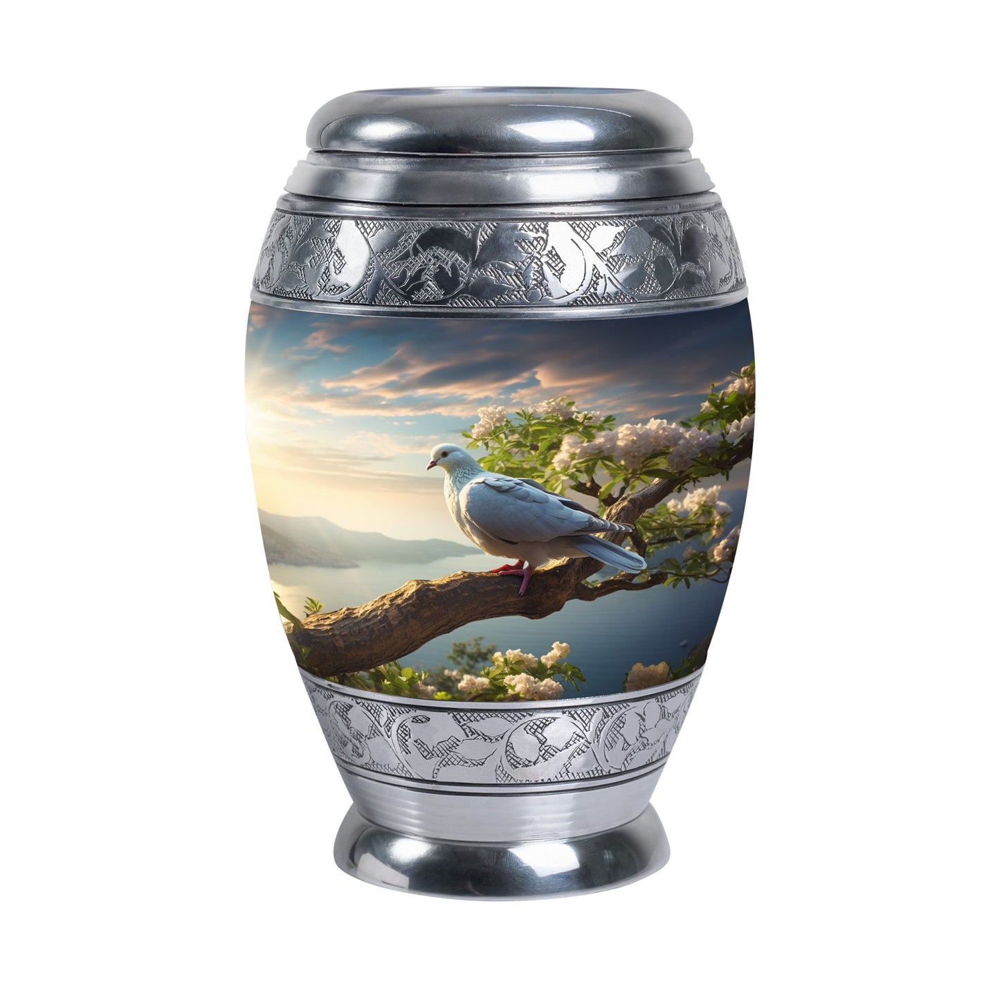 Dove Urn, modern Aluminium Cremation Container.