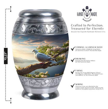 Dove Urn, modern Aluminium Cremation Container.