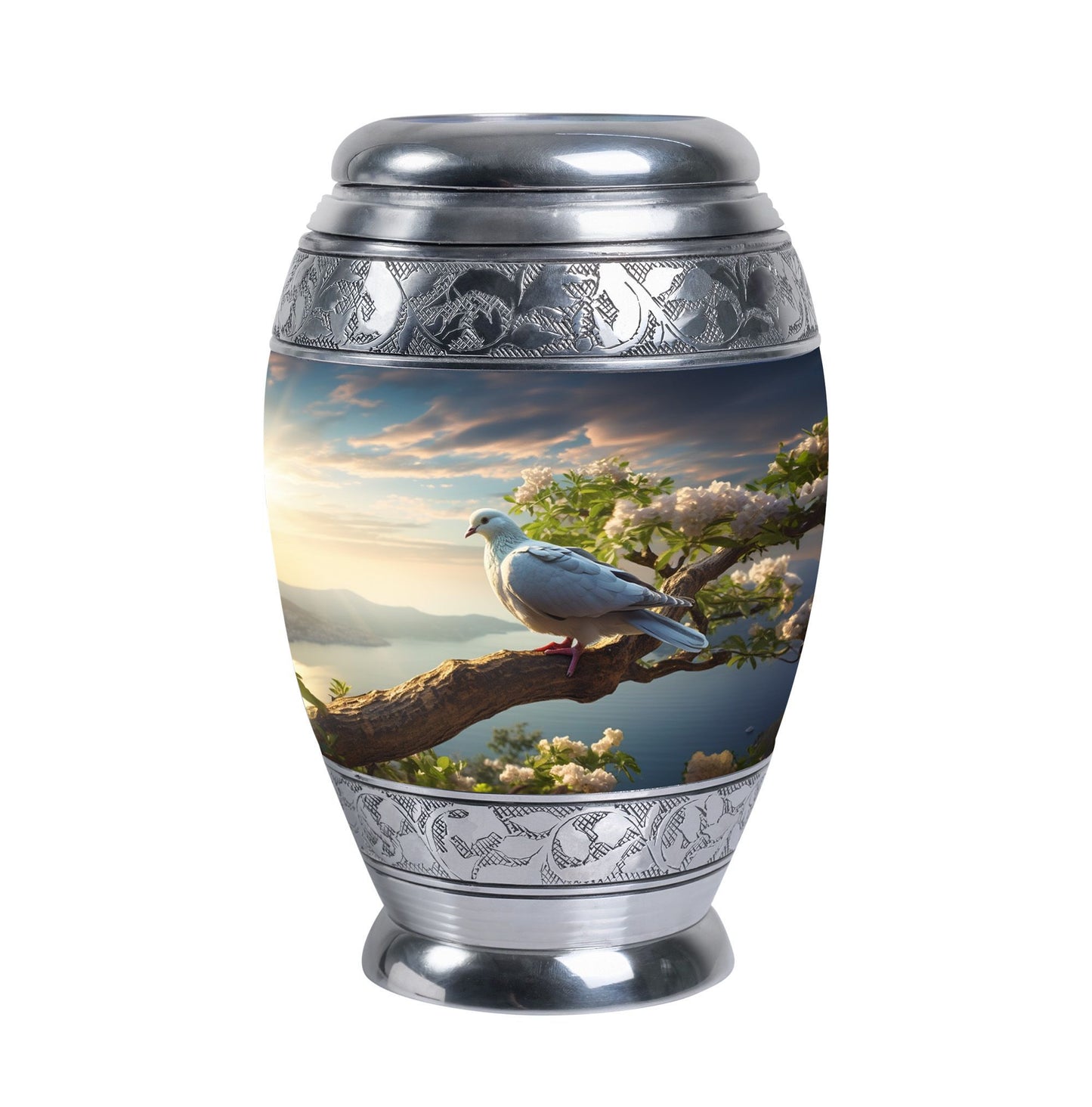 Dove Urn, modern Aluminium Cremation Container.