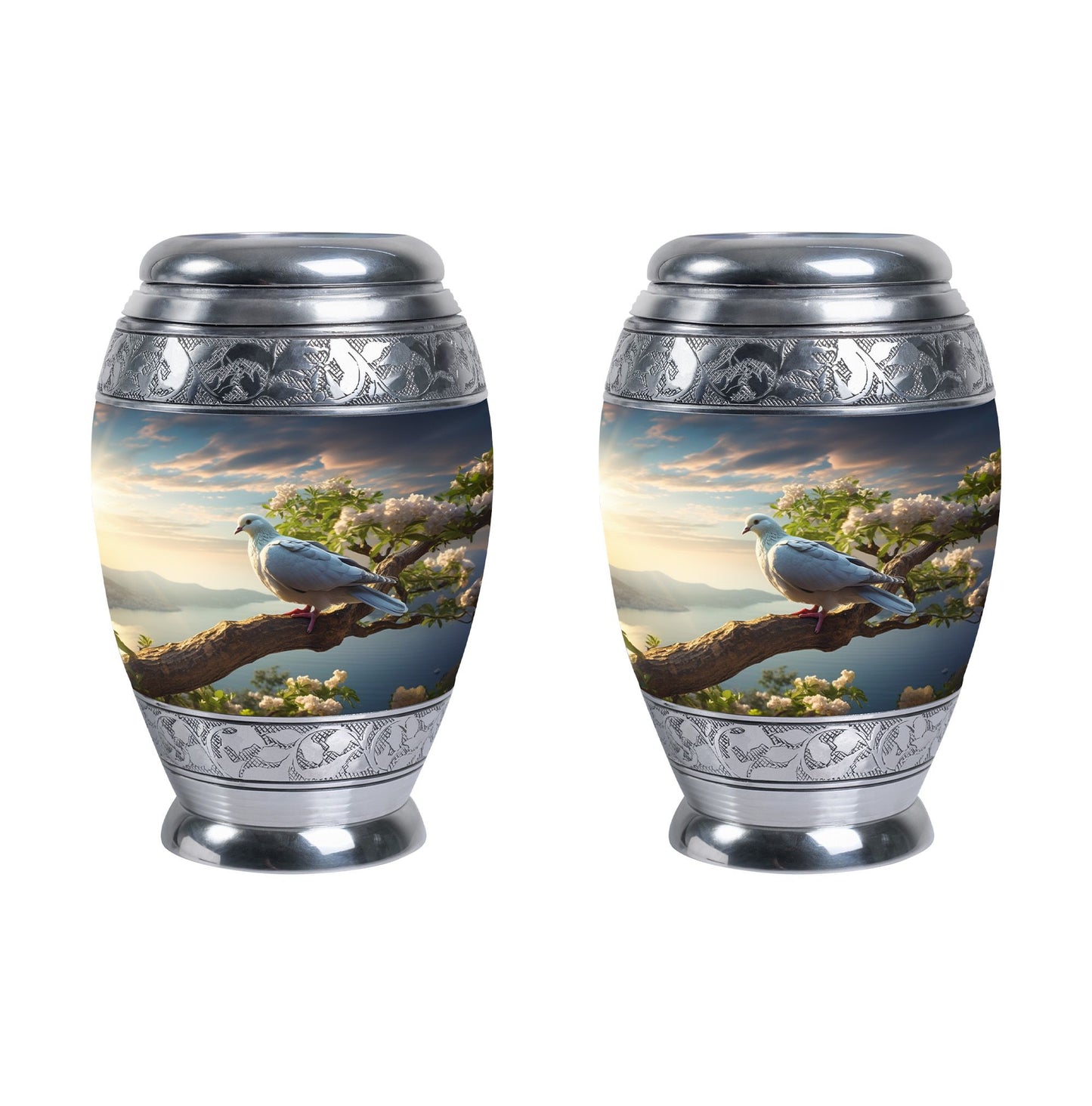 Dove Urn, modern Aluminium Cremation Container.