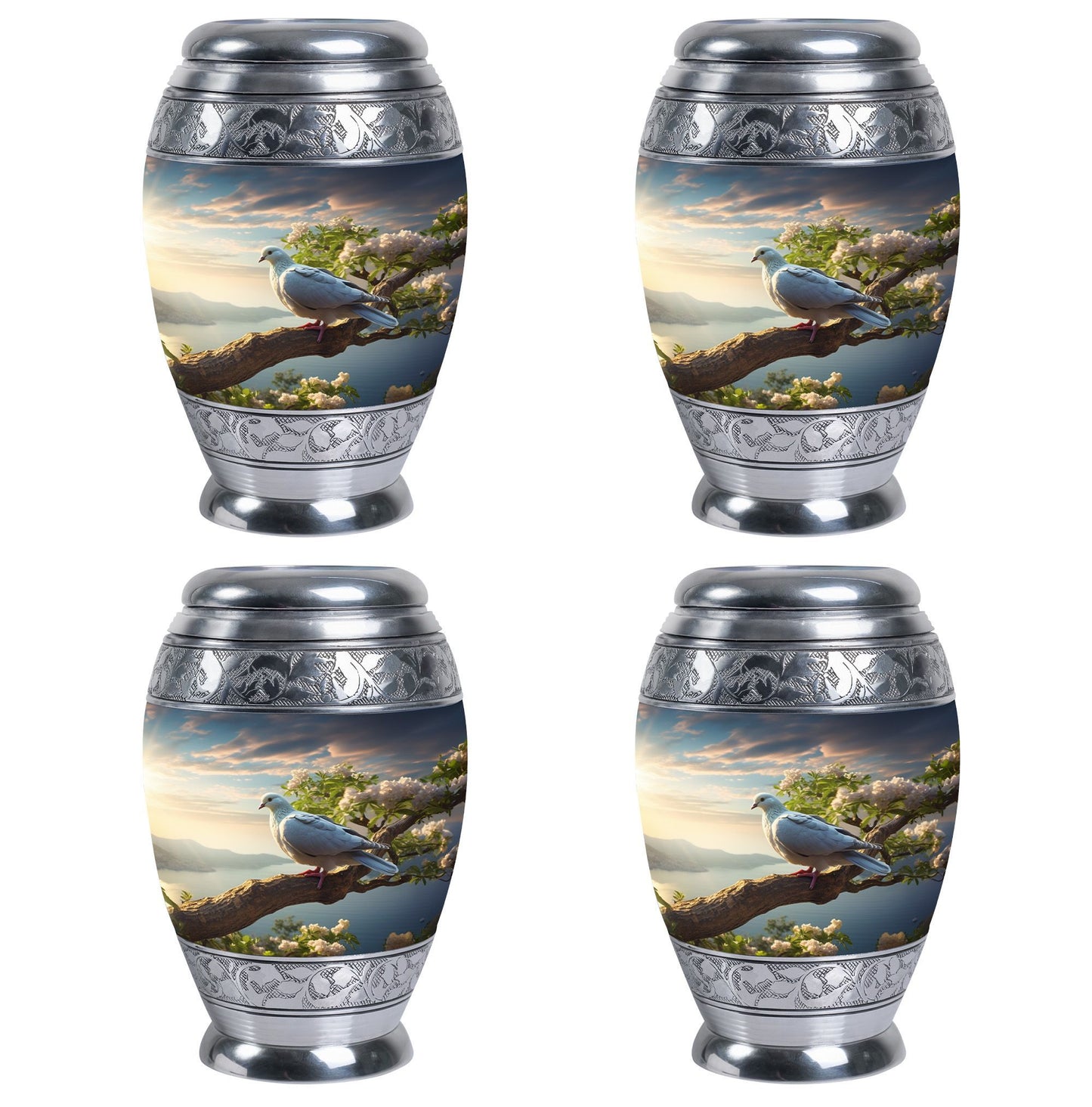Dove Urn, modern Aluminium Cremation Container.