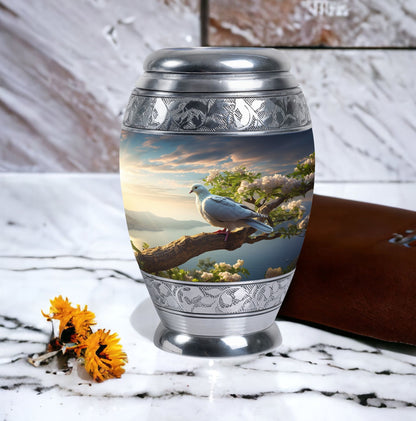 Dove Urn, modern Aluminium Cremation Container.