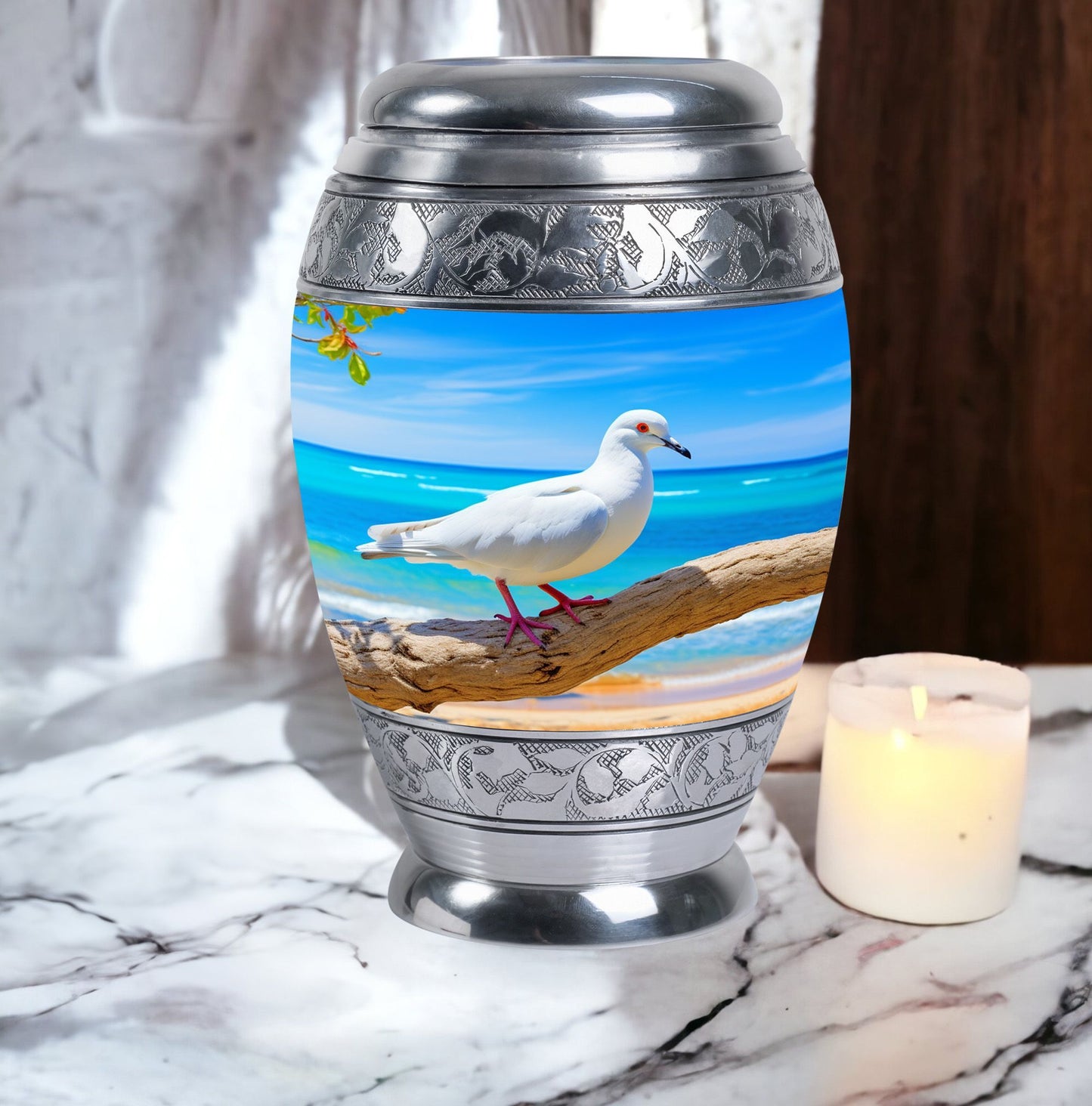Dove Cremation Urn, classic design, personalized engraving.