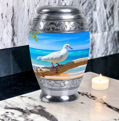Dove Cremation Urn, classic design, personalized engraving.